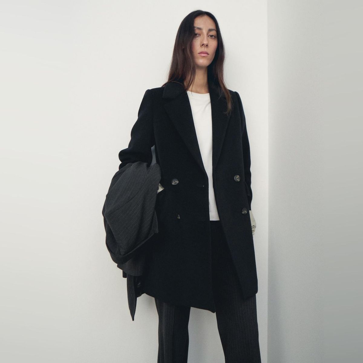 MANGO - Abrigo Lana Doble Botonadura Mujer Mango