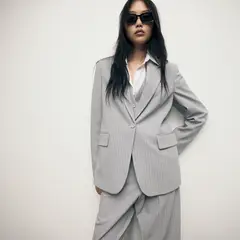 MANGO - Blazer Traje Raya Diplomática Mujer