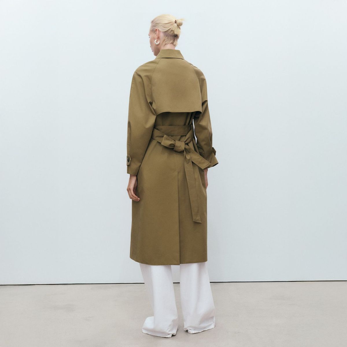 MANGO - Trench Largo Doble Botonadura Mujer Mango