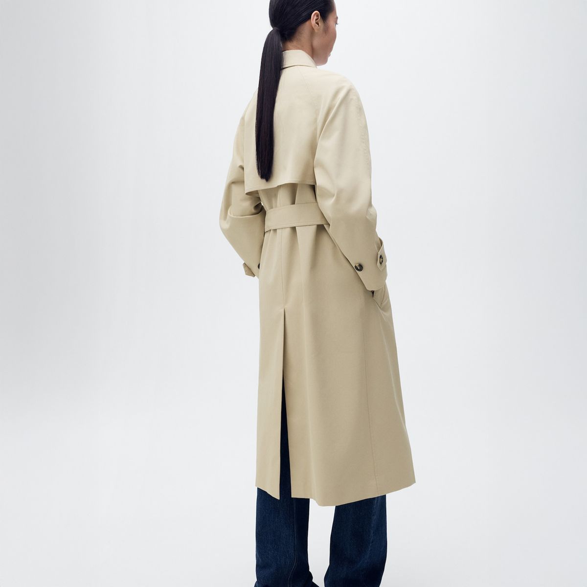 MANGO - Trench Largo Doble Botonadura Mujer Mango