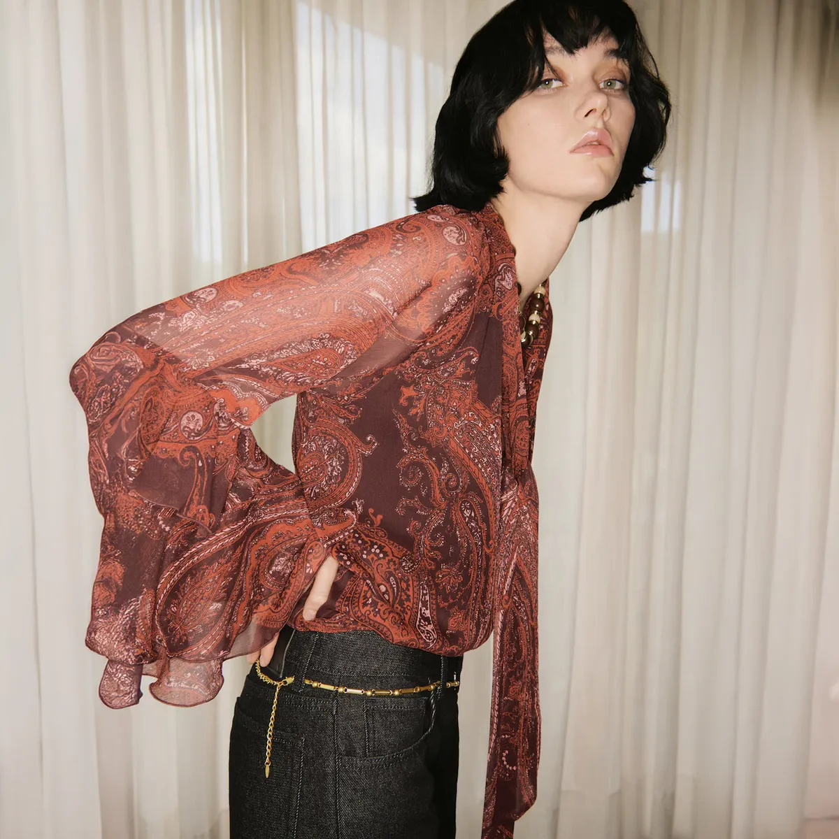 MANGO - Blusa Estampado Paisley Mujer Mango