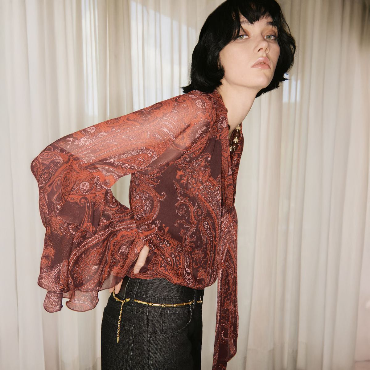 MANGO - Blusa Estampado Paisley Mujer Mango