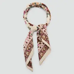 MANGO - Pañuelo Satinado Floral Mujer