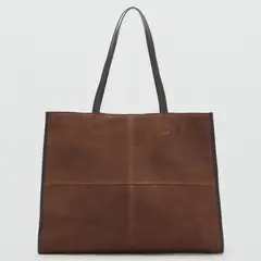 MANGO - Bolso Shopper Piel Serraje Mujer