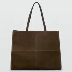 MANGO - Bolso Shopper Piel Serraje Mujer