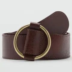 MANGO - Cinturón Piel Hebilla Redonda Mujer