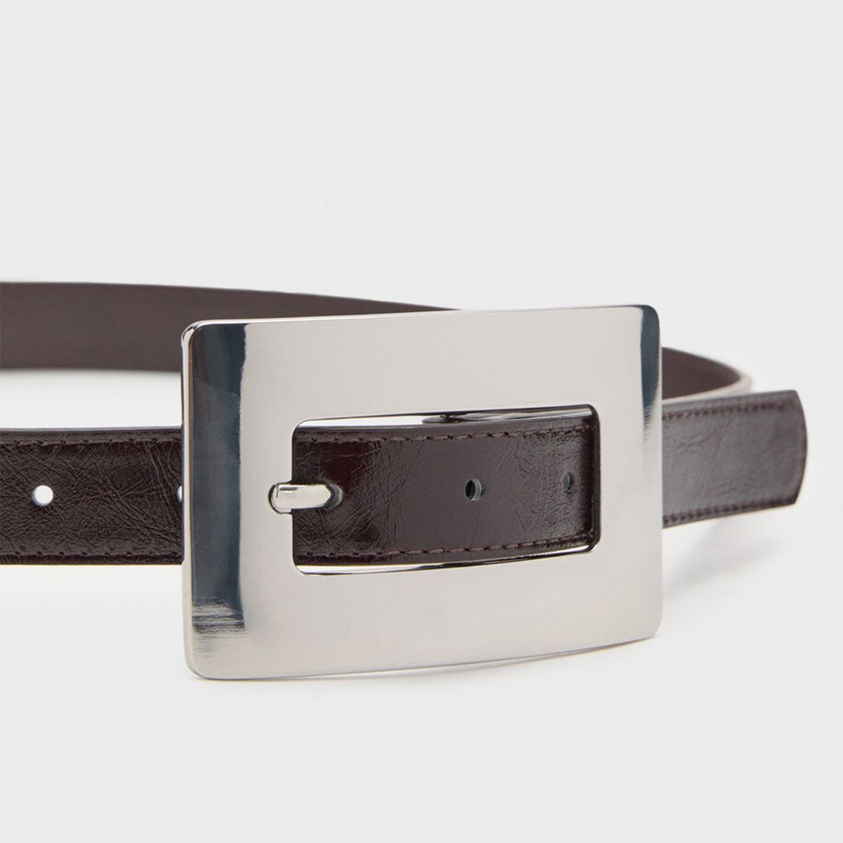 MANGO - Cinturón Fino Maxi Hebilla Mujer Mango