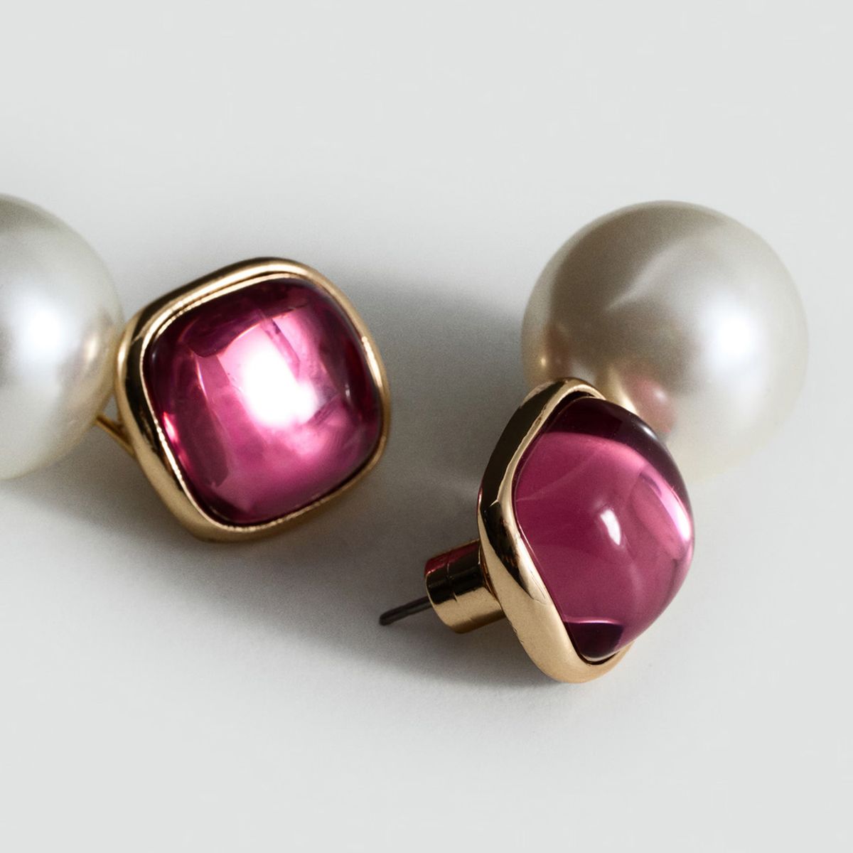 MANGO - Aros Colgantes Perla Combinados Mujer Mango