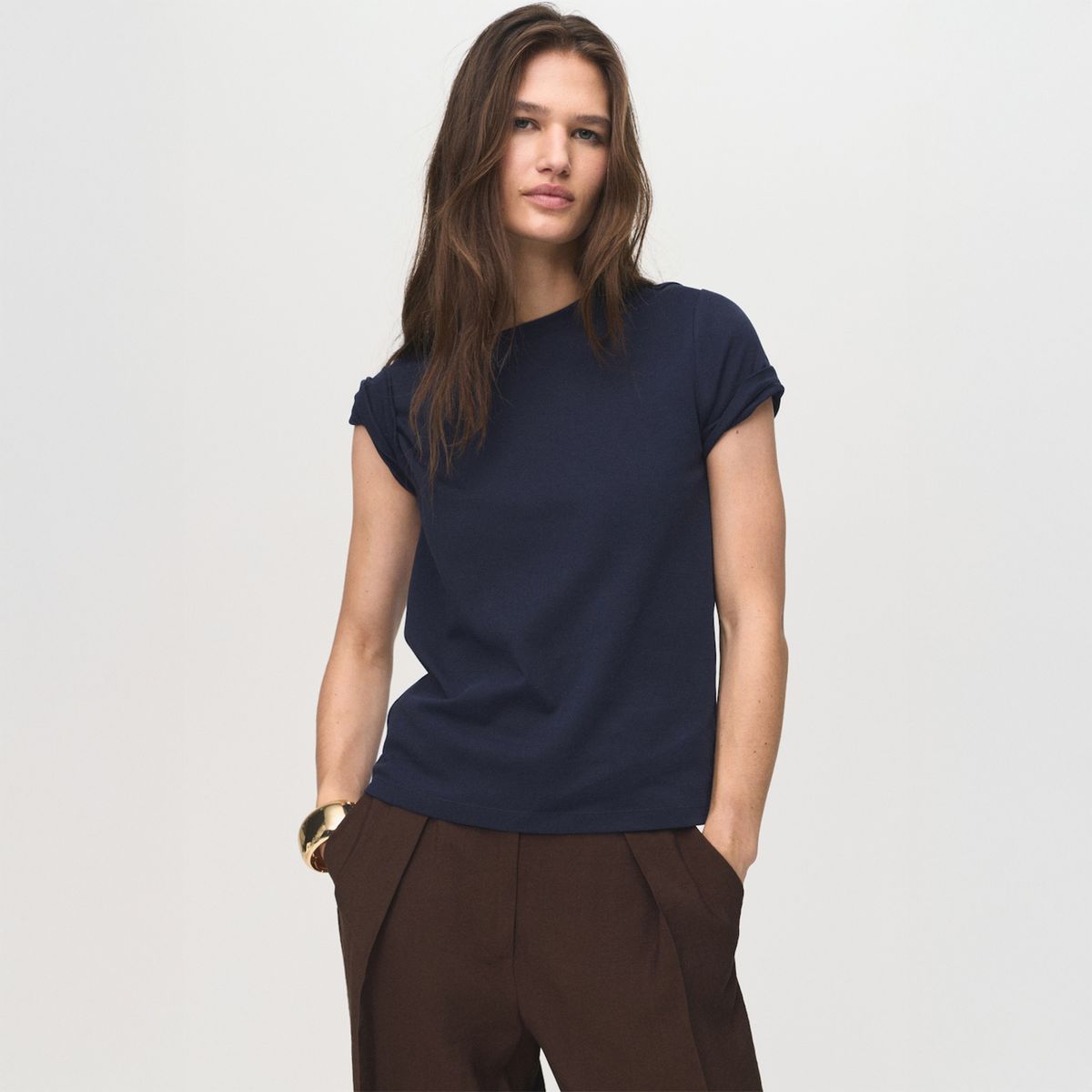 MANGO - Polera Algodón Manga Corta Mujer Mango