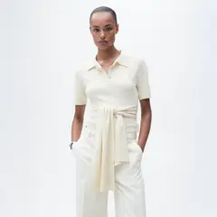 MANGO - Sweater Manga Corta Detalle Nudo Mujer