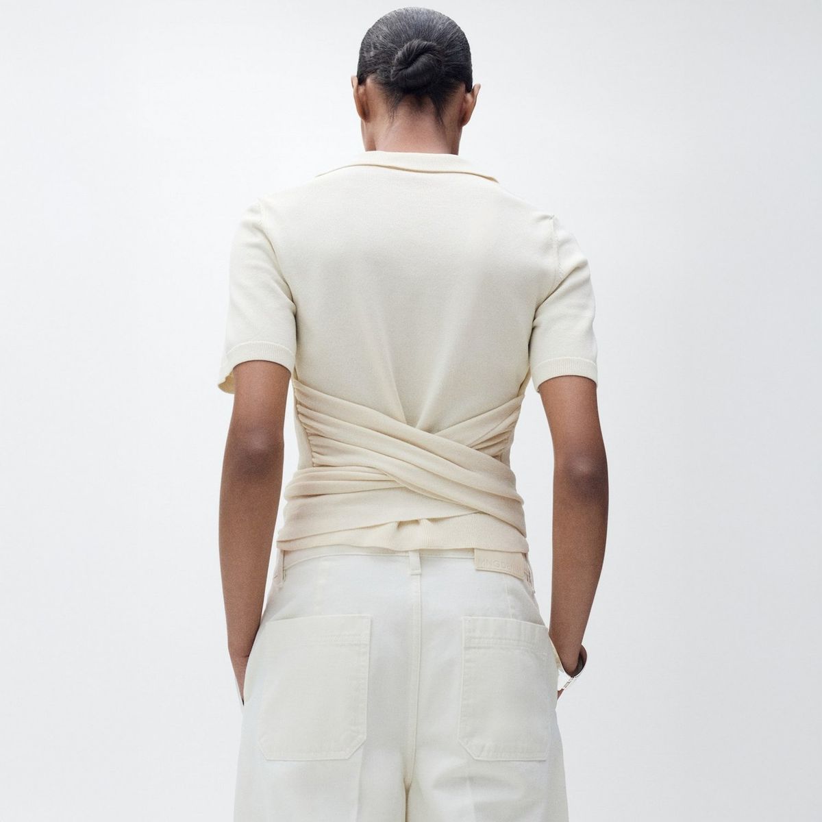 MANGO - Sweater Manga Corta Detalle Nudo Mujer Mango