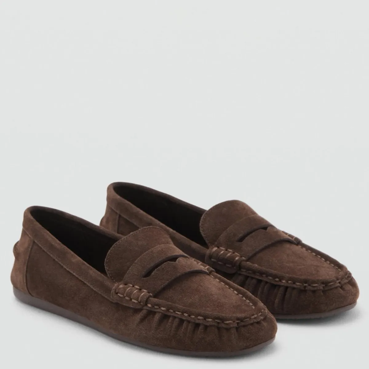 MANGO - Mocasín Mujer Cuero Café Mango