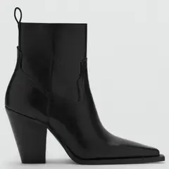 MANGO - Botín Mujer Cuero Negro