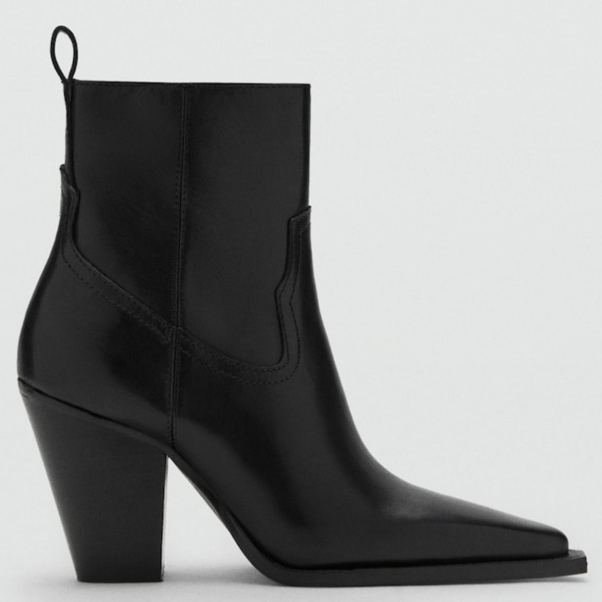 MANGO - Botín Mujer Cuero Negro Mango