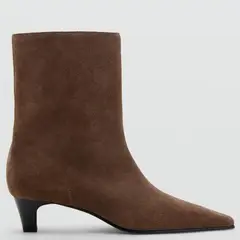 MANGO - Botín Mujer Cuero Beige