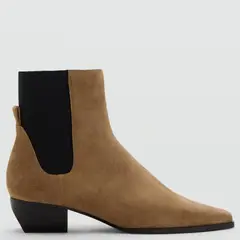 MANGO - Botín Mujer Cuero Café