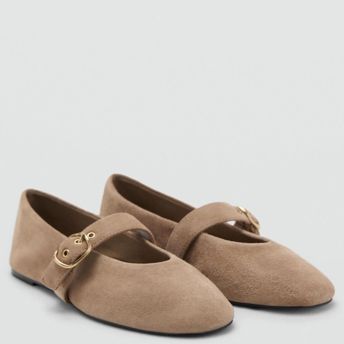MANGO - Ballerina Mujer Cuero Beige Mango