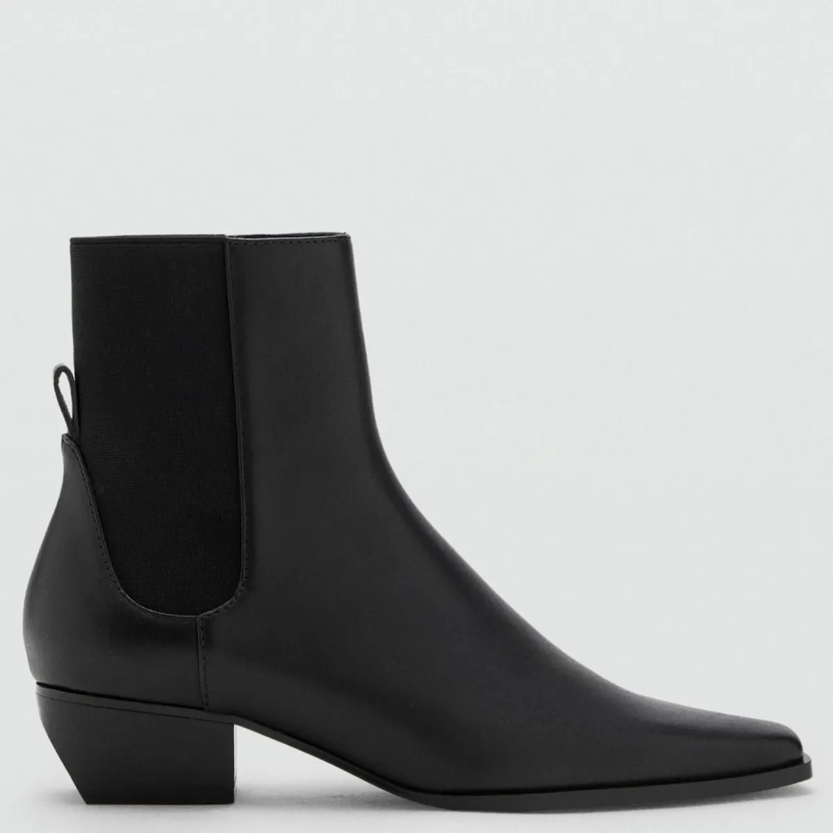 MANGO - Botín Mujer Cuero Negro Mango