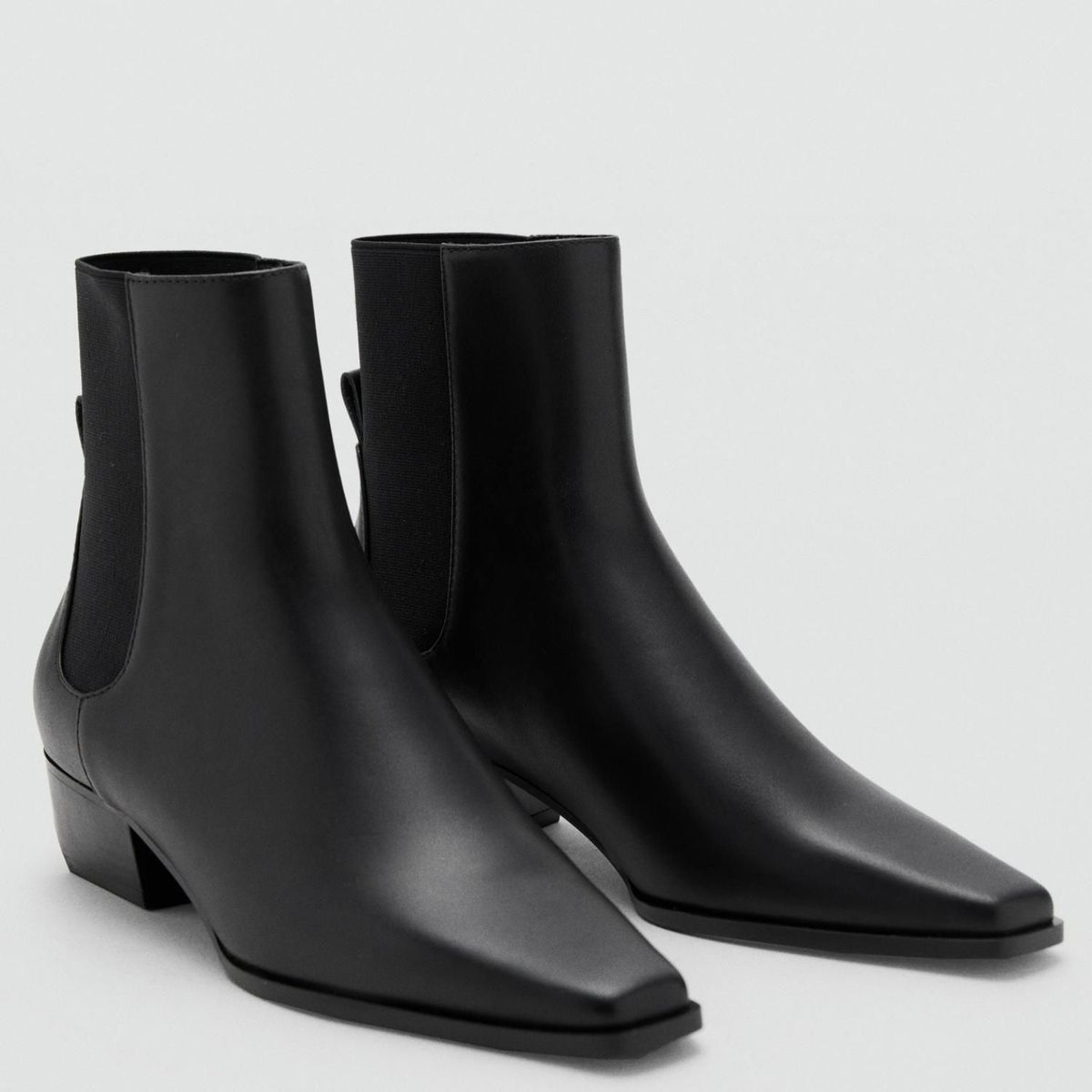 MANGO - Botín Mujer Cuero Negro Mango