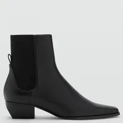 MANGO - Botín Mujer Cuero Negro