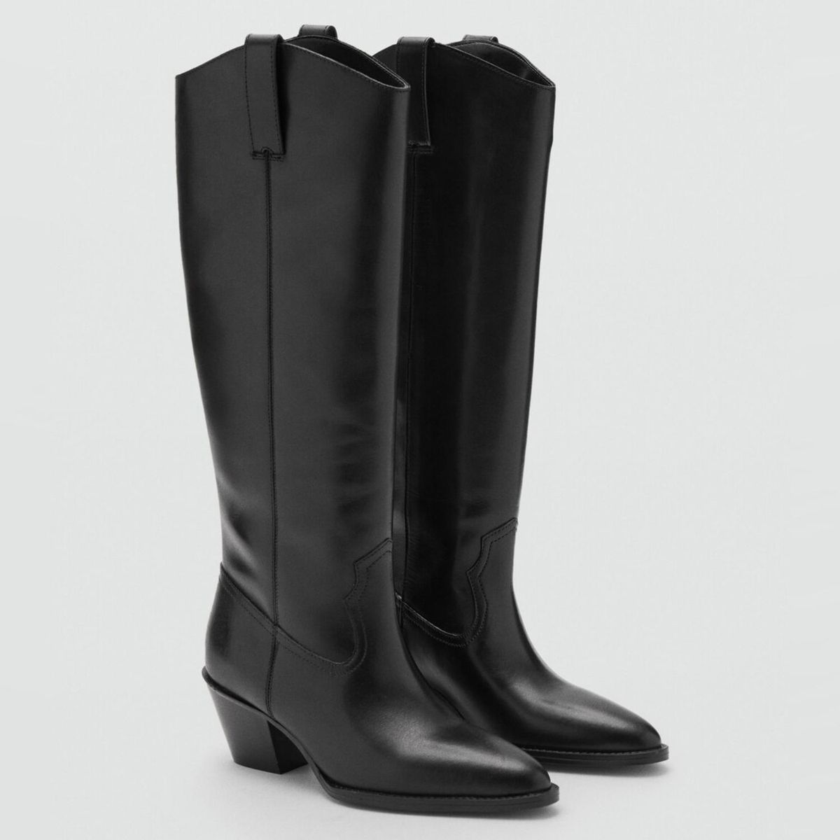 MANGO - Botas Mujer Cuero Negro Mango
