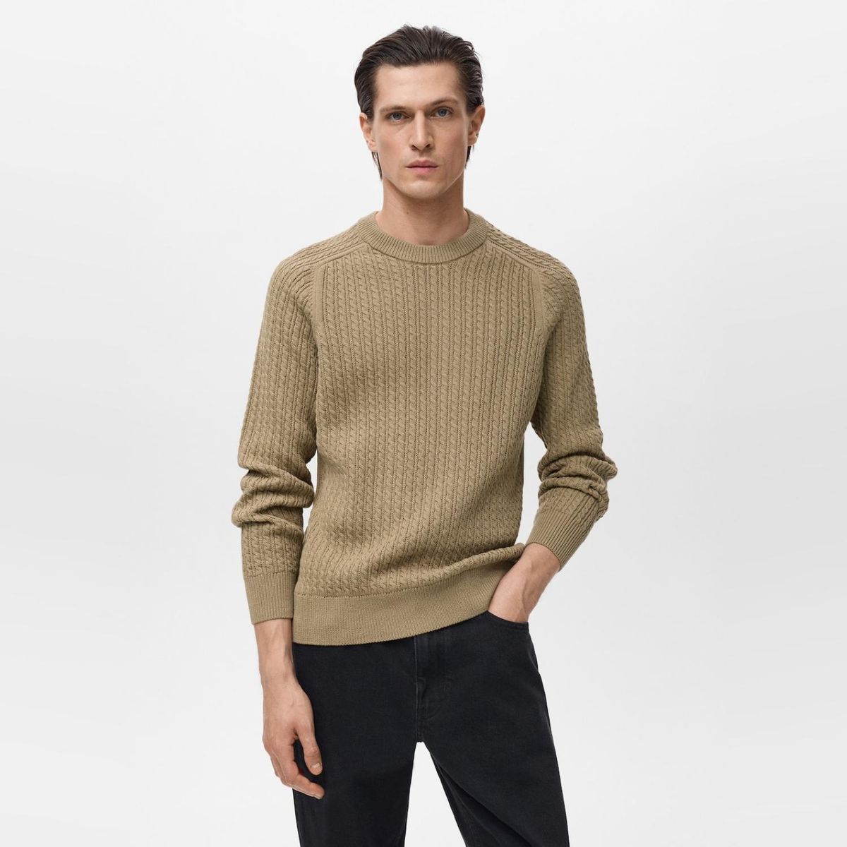 MANGO MAN - Sweater 100% Algodón Trenzado Hombre Mango
