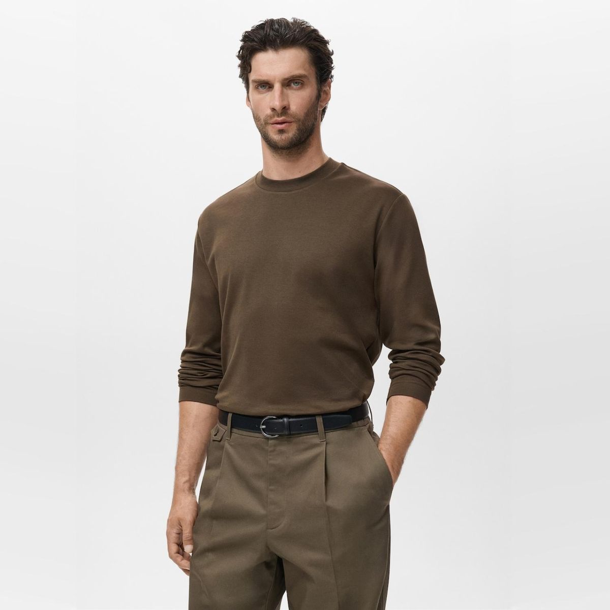 MANGO MAN - Polera Manga Larga Regular Fit Hombre Mango Man