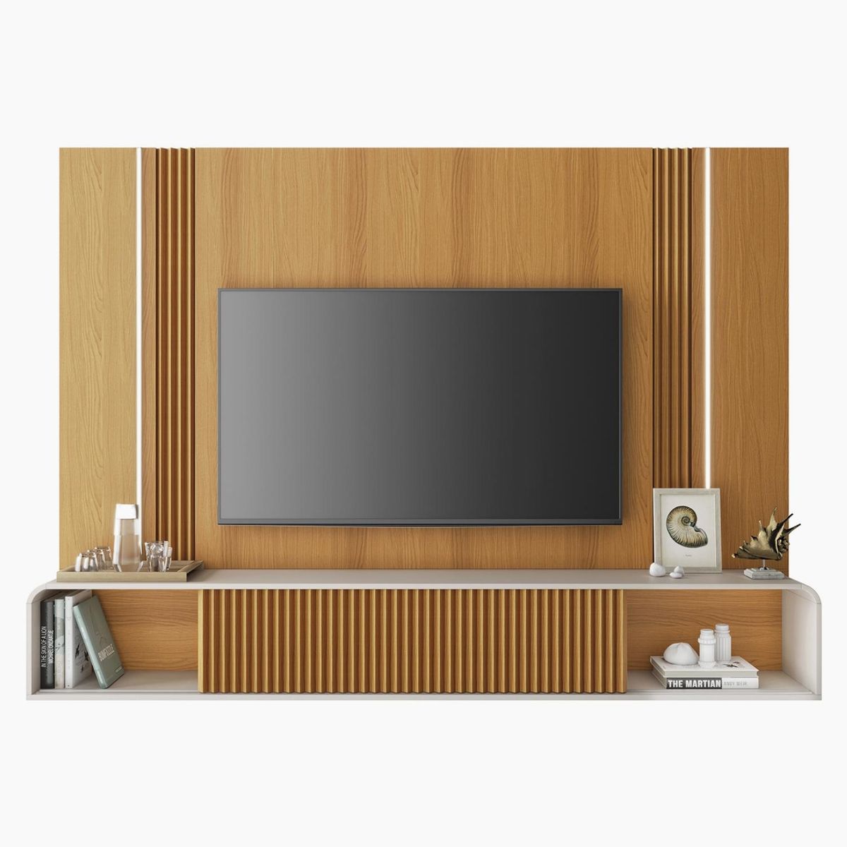 MICA - Panel Lyon Tv 85" Cinamomo Off White Mica