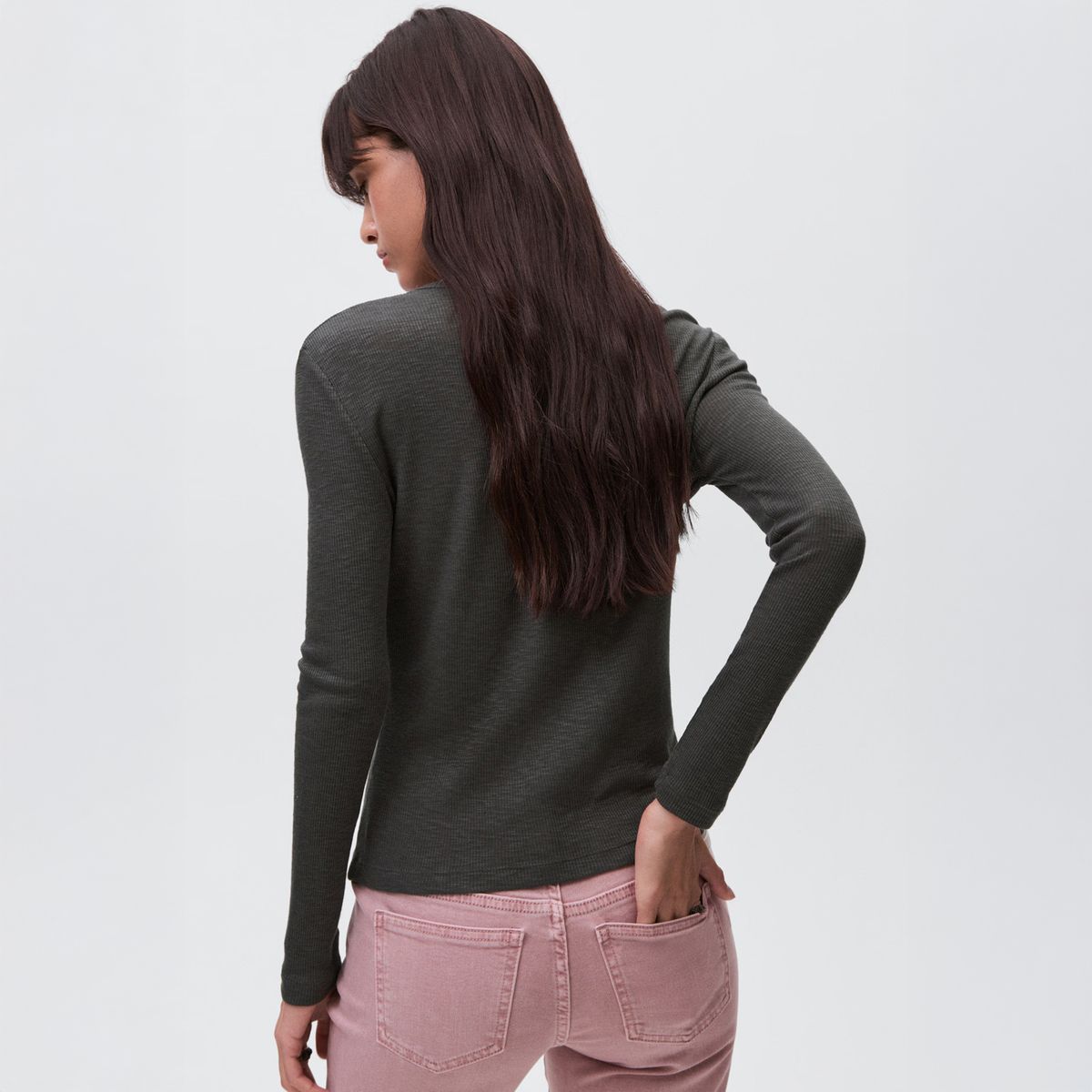 MANGO TEEN - Polera Punto Manga Larga Mujer Mango Teen