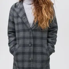 MANGO TEEN - Abrigo Paño Cuadros Mujer