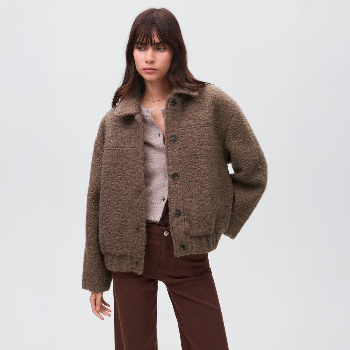 MANGO TEEN - Cazadora Bomber Borreguito Mujer Mango Teen