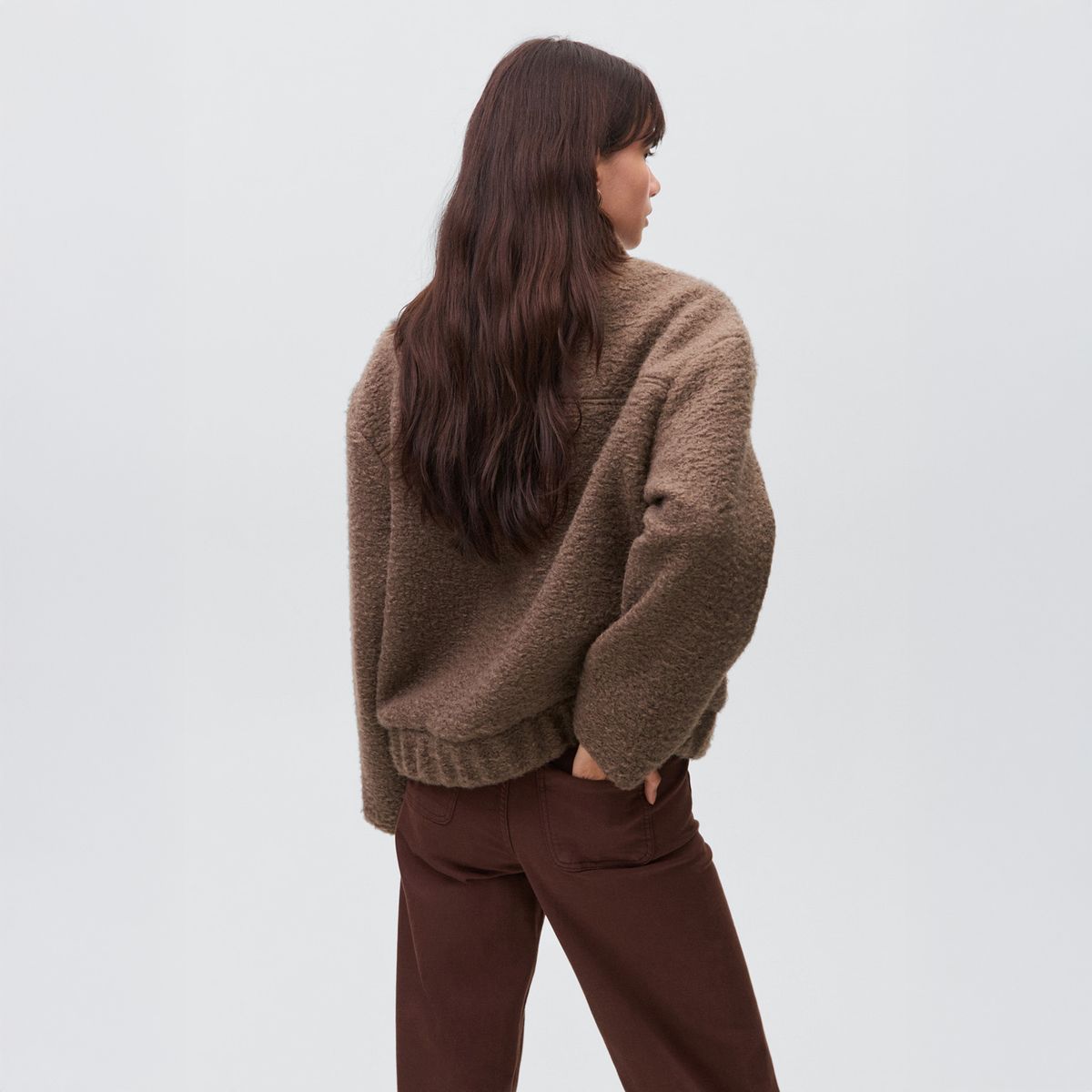 MANGO TEEN - Cazadora Bomber Borreguito Mujer Mango Teen