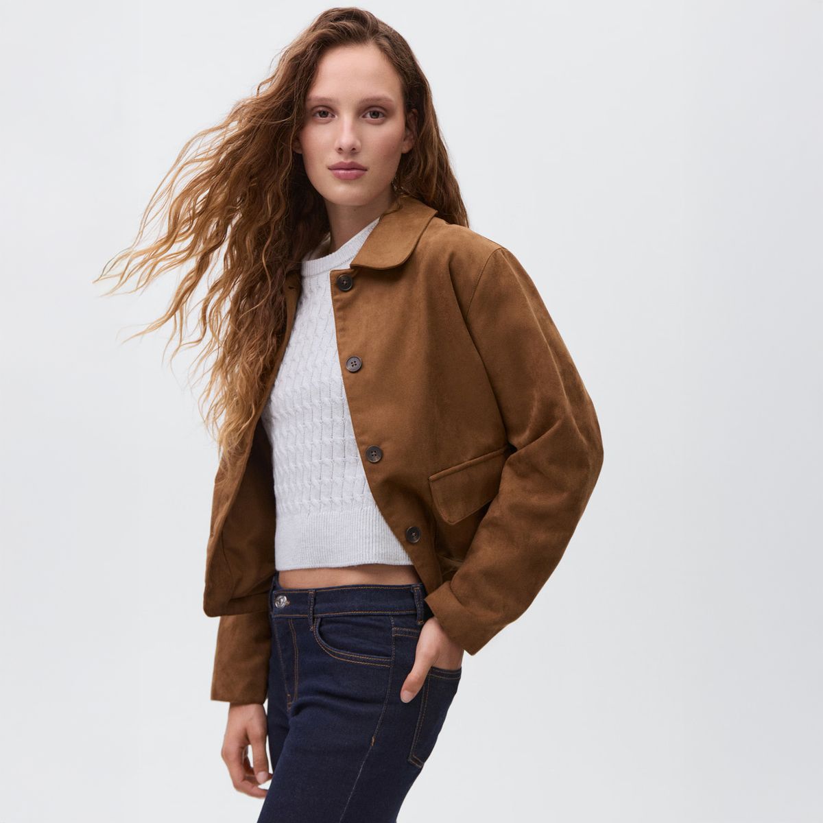 MANGO TEEN - Cazadora Efecto Ante Mujer Mango Teen