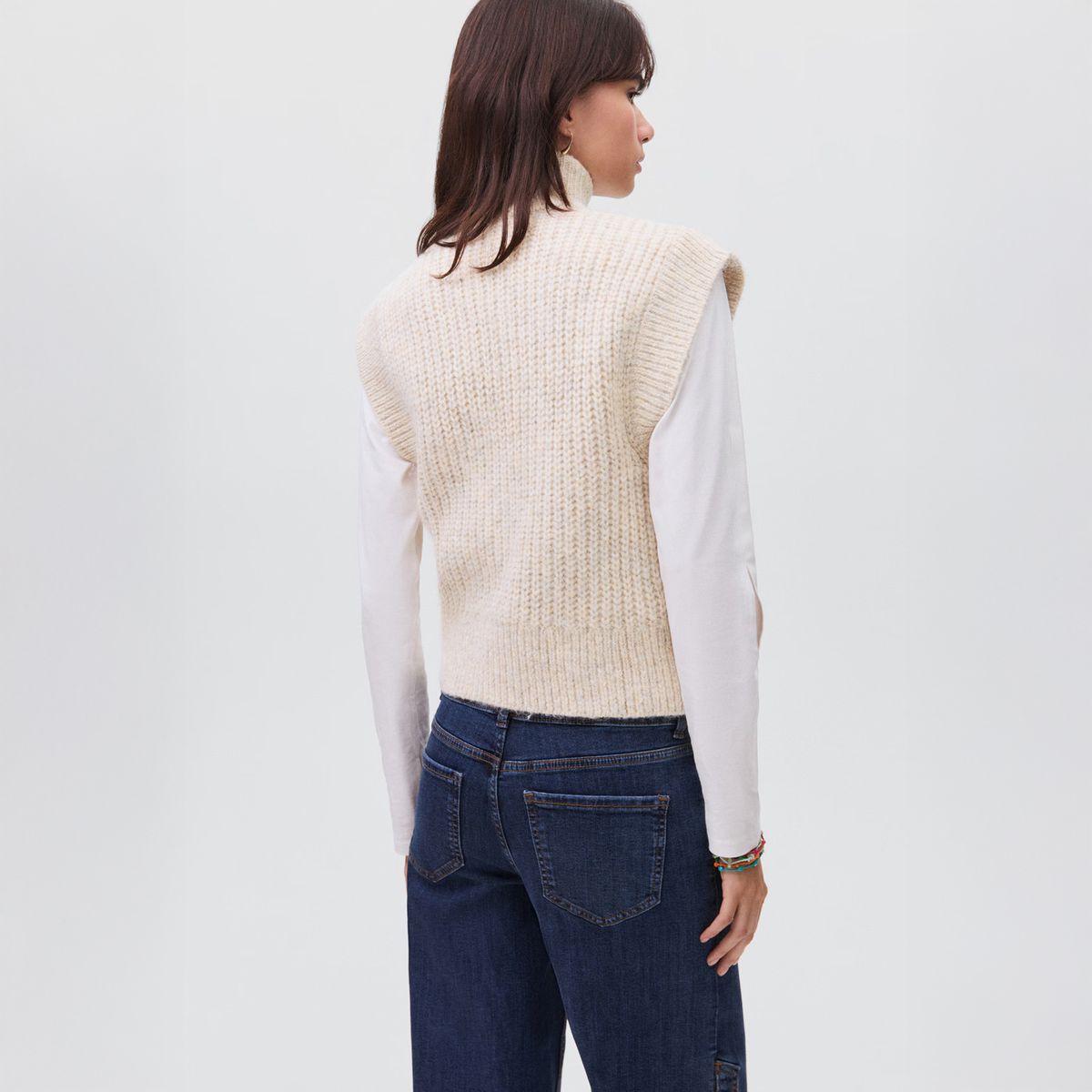 MANGO TEEN - Chaleco Punto Cuello Perkins Mujer Mango Teen