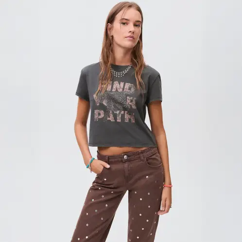 MANGO TEEN - Polera Algodón Estampada Mujer