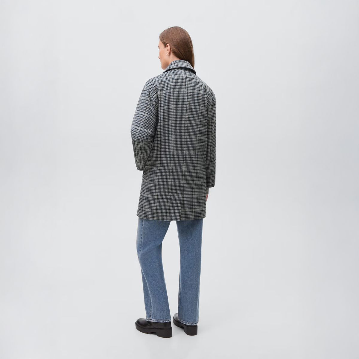 MANGO TEEN - Abrigo Largo Cuadros Mujer Mango Teen