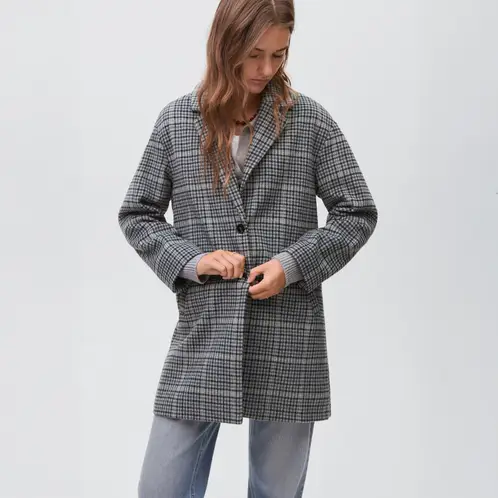 MANGO TEEN - Abrigo Largo Cuadros Mujer