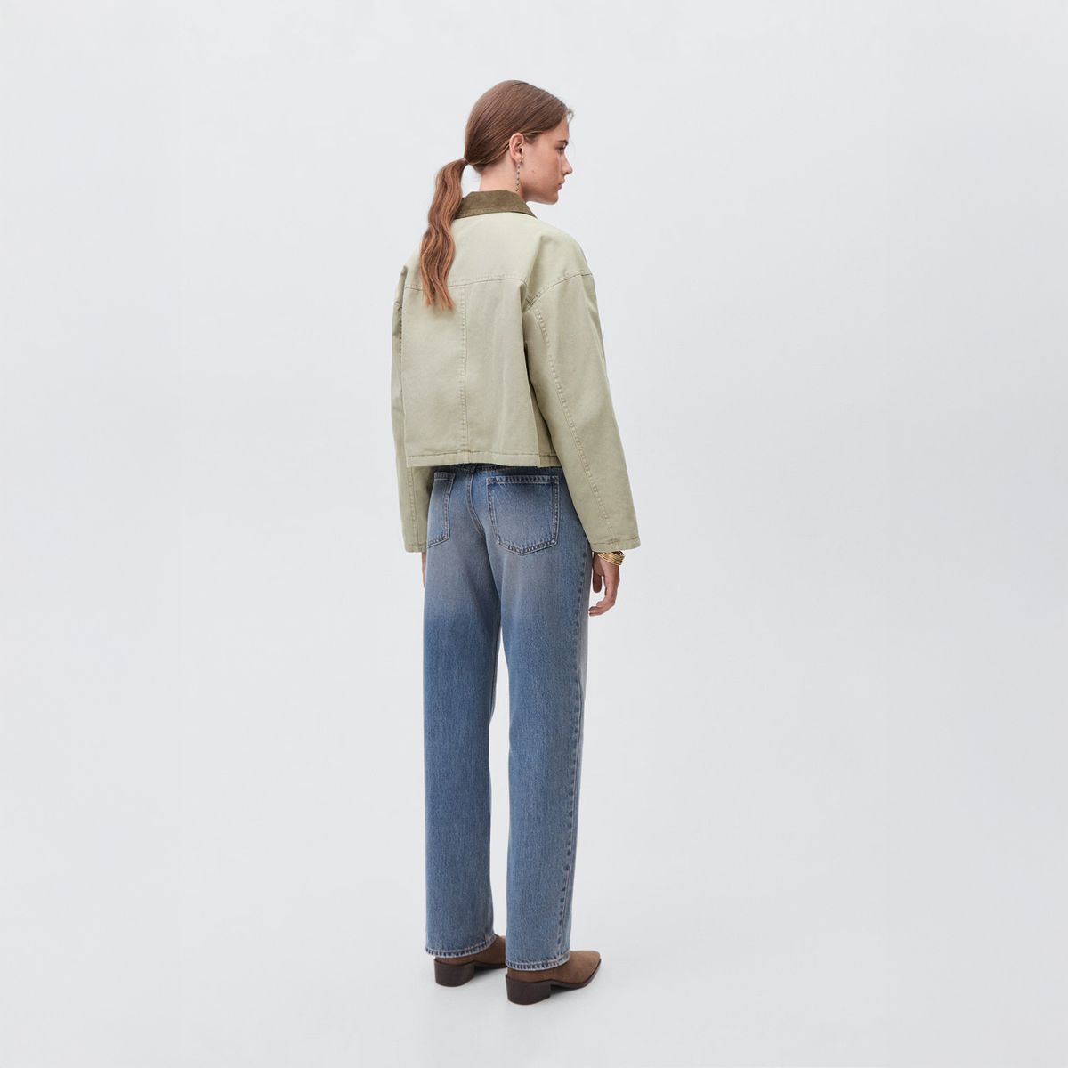 MANGO TEEN - Cazadora Vaquera Cuello Contraste Mujer Mango Teen