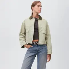 MANGO TEEN - Cazadora Vaquera Cuello Contraste Mujer