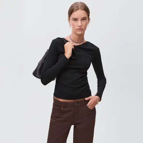 MANGO TEEN - Polera Algodón Fruncido Mujer