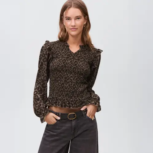MANGO TEEN - Blusa Fluida Leopardo Mujer