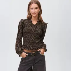 MANGO TEEN - Blusa Fluida Leopardo Mujer