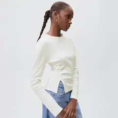 MANGO TEEN - Polera Algodón Fruncido Mujer