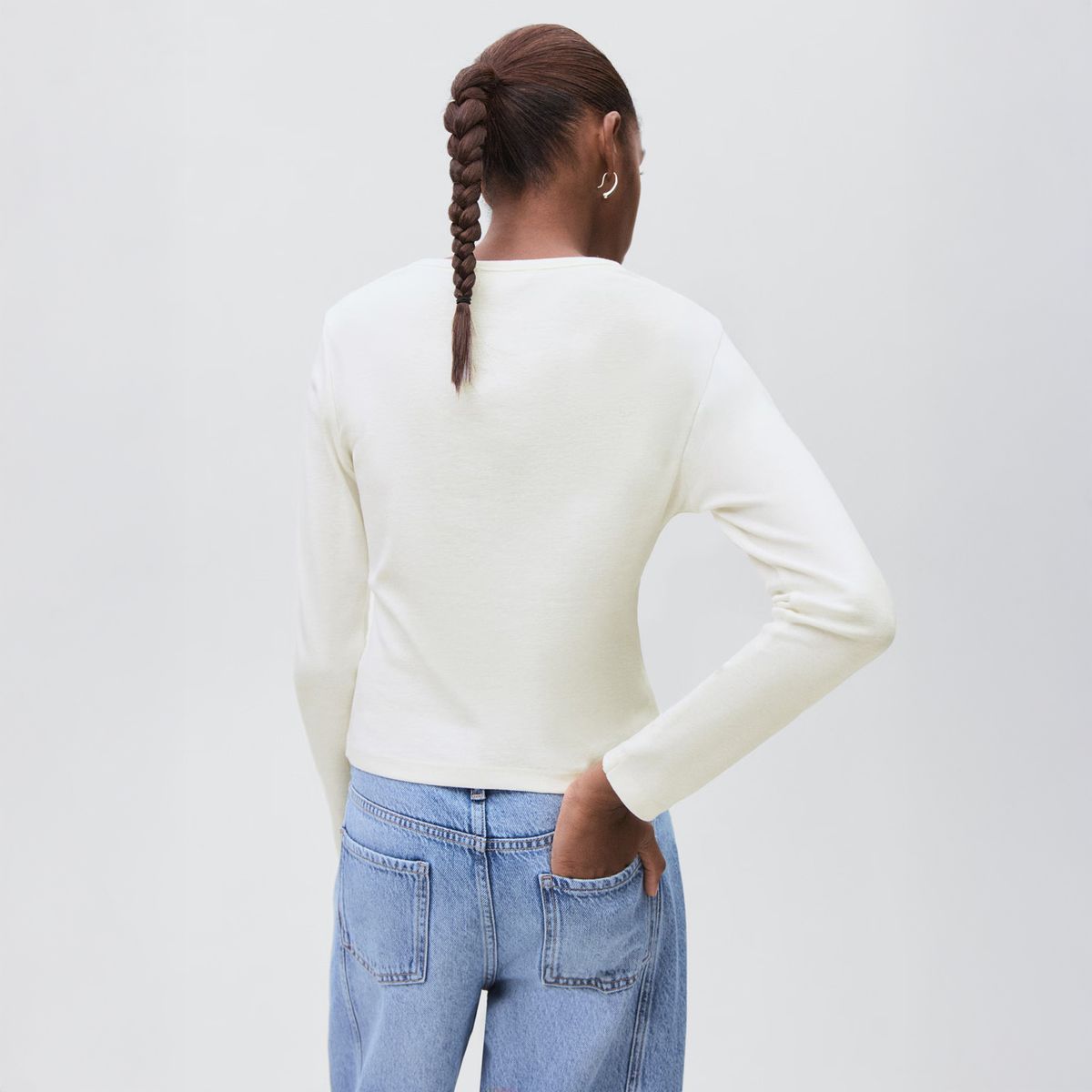 MANGO TEEN - Polera Algodón Fruncido Mujer Mango Teen