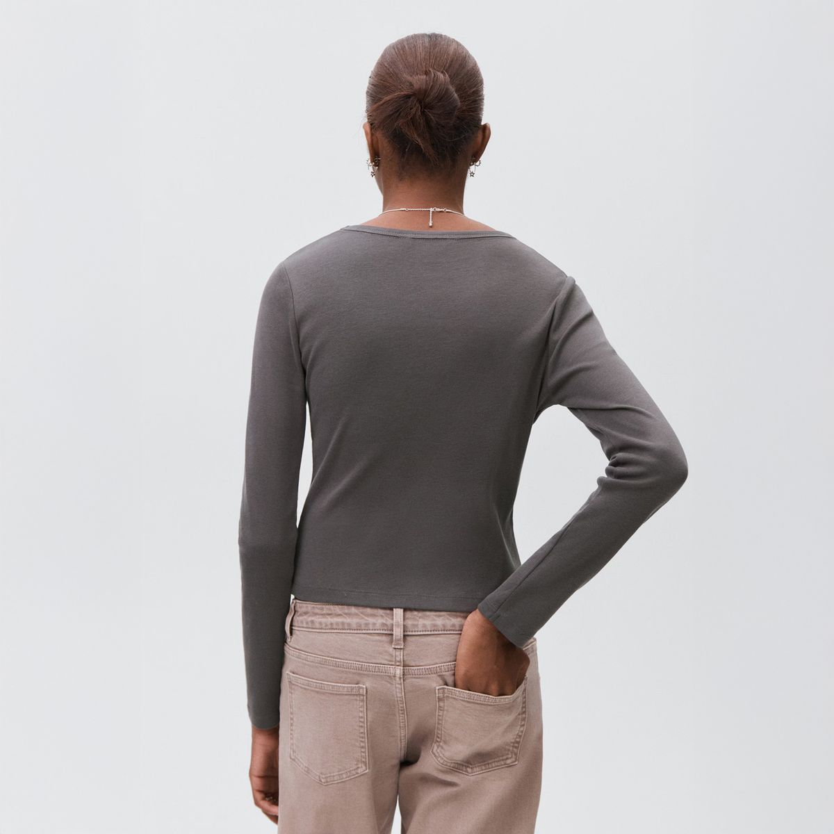 MANGO TEEN - Polera Algodón Fruncido Mujer Mango Teen