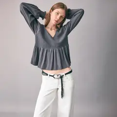 MANGO TEEN - Blusa Fluida Fruncida Mujer