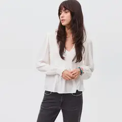 MANGO TEEN - Blusa Fluida Fruncida Mujer