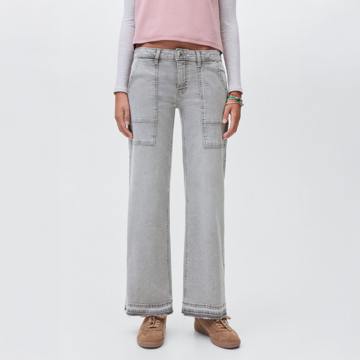 MANGO TEEN - Jeans Culotte Tachuelas Mujer Mango Teen