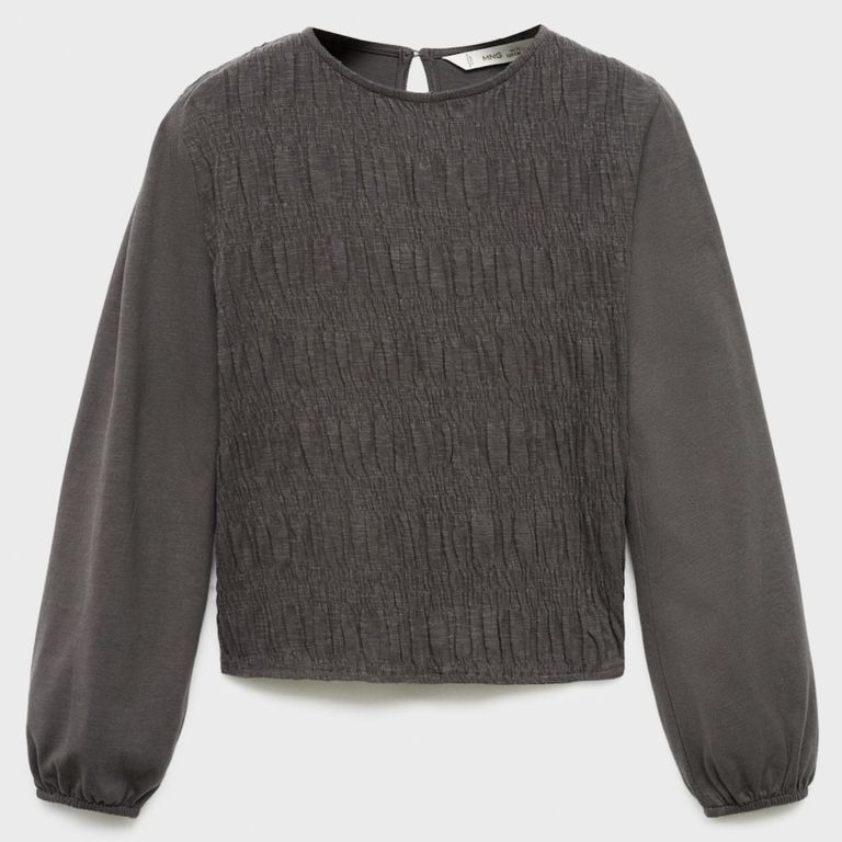 MANGO KIDS Polera Fruncida Manga Larga Niña Mango