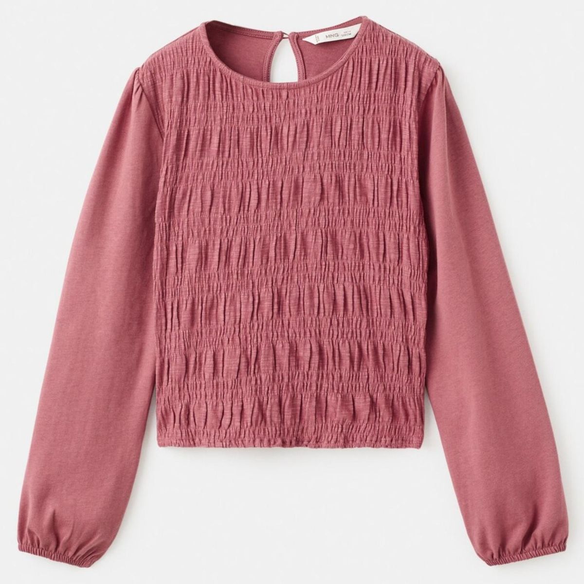 MANGO KIDS - Polera Fruncida Manga Larga Niña Mango